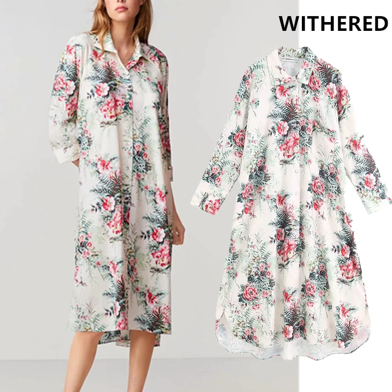 

Withered Tropical rain forest printing blusas mujer de moda 2019 kimono long shirt dress blouse women womens tops and blouses