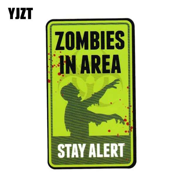 Best Price YJZT 10x18cm Warning Sign ZOMBIE In Area World War Walking Dead Fashion Decals Car-styling Car Sticker C1-8075
