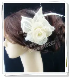 ПРОДВИЖЕНИЕ Дамы элегантные цветы перо sinamay fascinators партия головные уборы свадебные аксессуары для волос коктейль шляпы P20