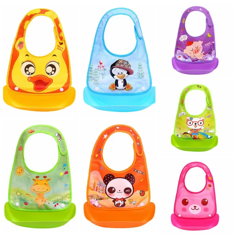 2018 Silicone Baby Bibs Lovely Animals Meals Pocket Bib Waterproof