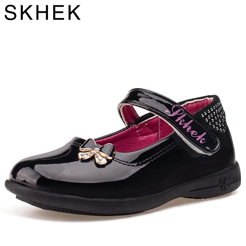 

SKHEK New Children's Shoes For Girls Princess Shoes Bow Diamond Fashion Baby Flat With Girls Shoe Dance Sneaker size 26-35