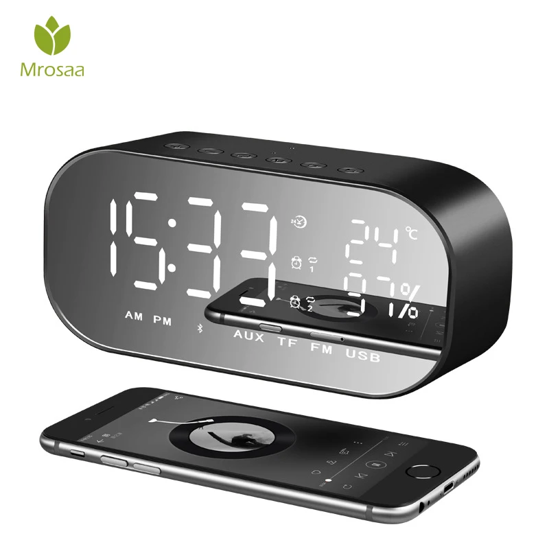 Smart Wireless Bluetooth compatible Music Player Alarm Clock Speakers