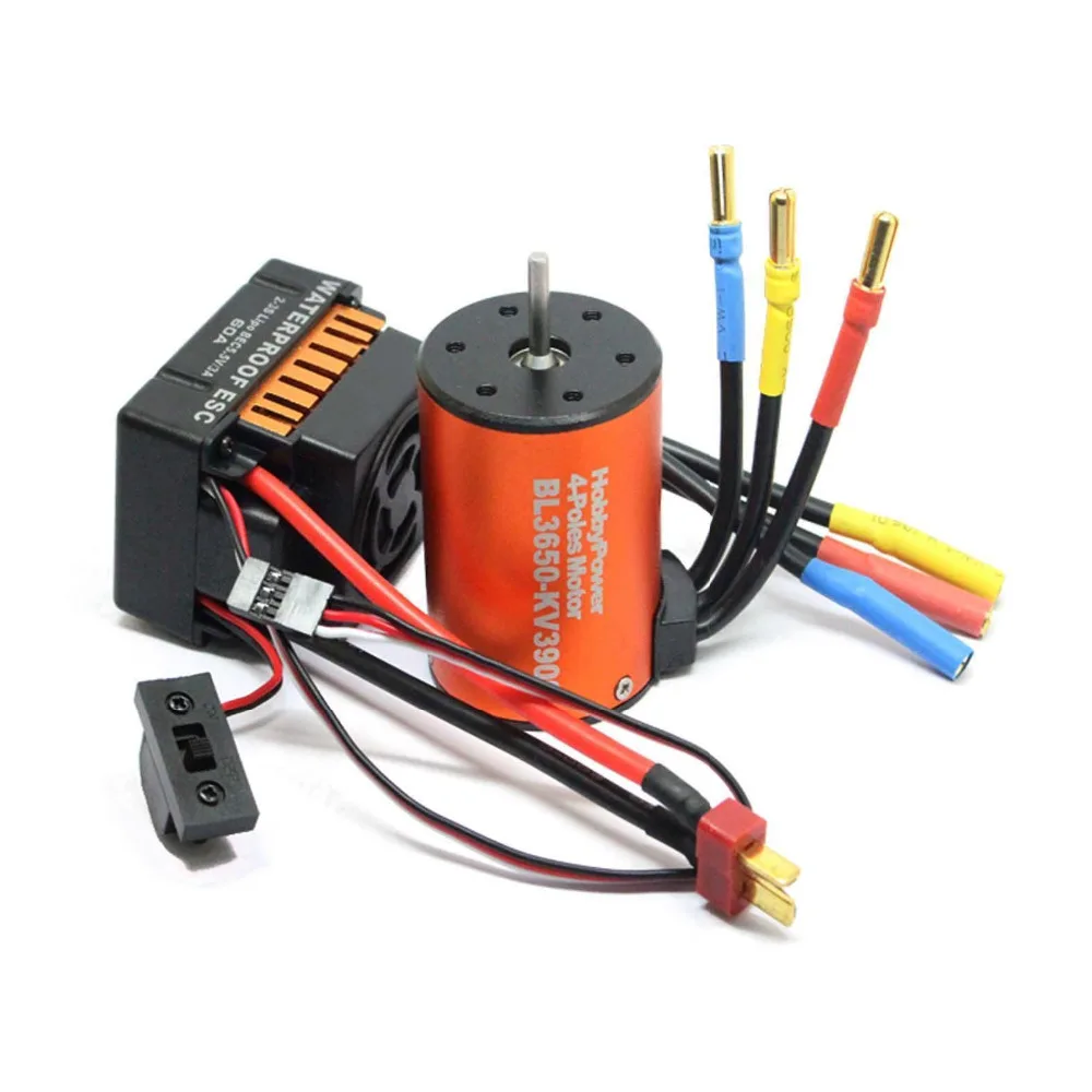 Водонепроницаемый 60A Blushless ESC + 4 полюса BL3650 3900KV двигателя для 1/10 RC автомобилей