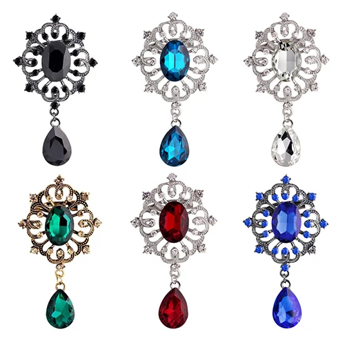 Women's Luxury Rhinestone Alloy Brooch Pin Large Waterdrop Pendent Party Hot Women's Luxury Rhinestone Alloy Brooch Pin Large Waterdrop Pendent Party Hot
