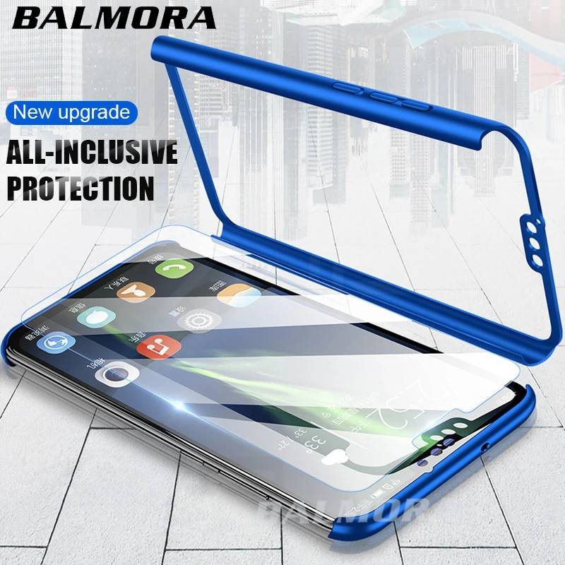 BALMORA 360 Полный чехол для телефона huawei Honor 10 9 8 Lite 7x8X8 Max Note со стеклянным защитным