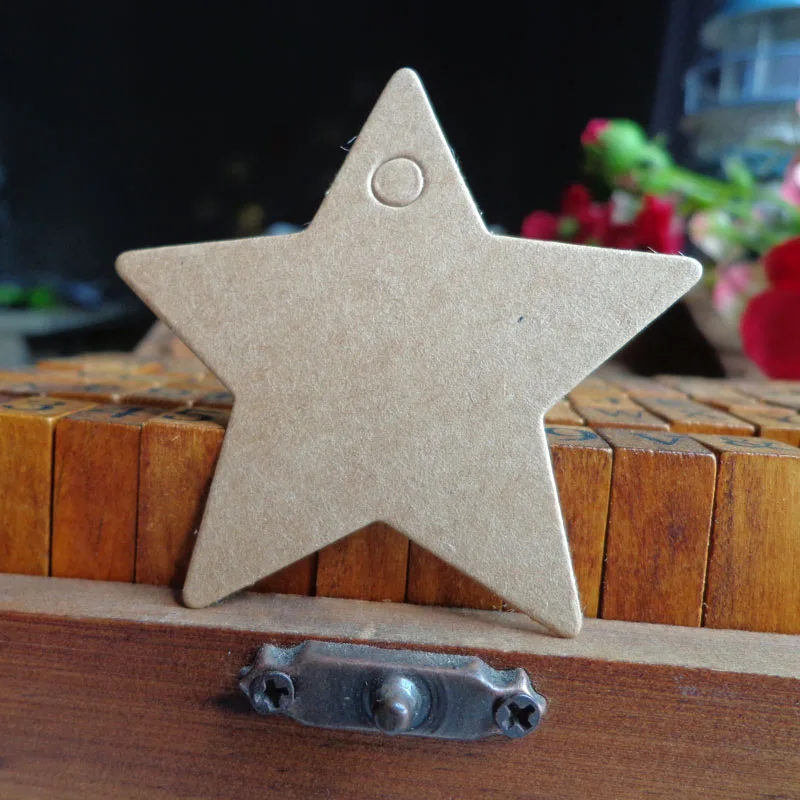 

500pcs (String Included) New Lovely Star Shape DIY Gift Tag/Hang Tag ,Blank paper Label DIY Party Paper Cards Free shipping