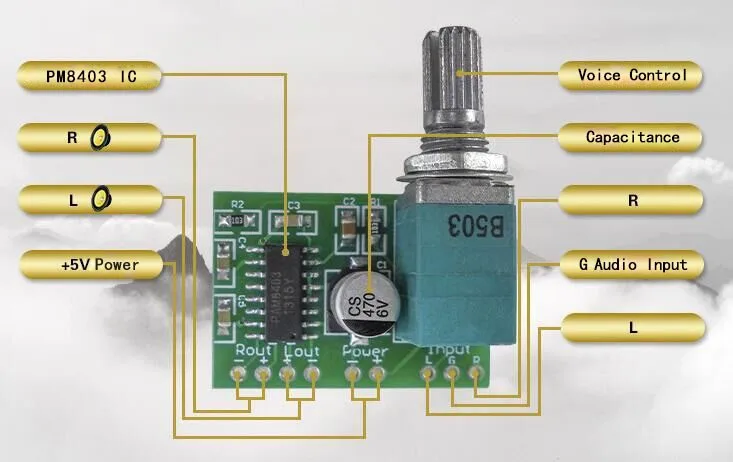 PAM8403 модуль усилителя мини 2,5 в до 5 В пост 2x 3W цифровой Мощность аудио 2 канала 3W объем Управление USB Питание для Arduino