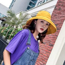 Шляпа женская летняя обувь сплошной цвет большой Рыбацкая шляпа корейской версии открытом солнцезащитный крем для лица УФ-защита бассейна шапка Панама