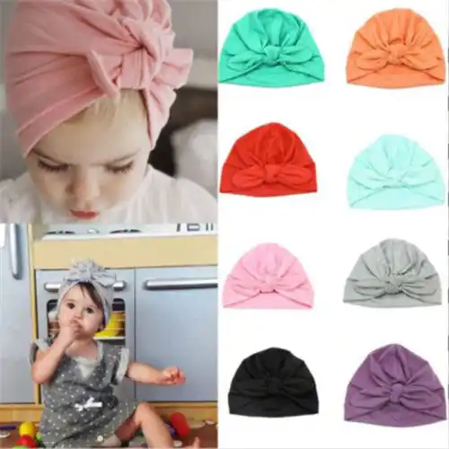 Kids Newborn Baby Boy Girl Winter Soft Warm Beanie Cotton Wrapped Cap Turban Hat
