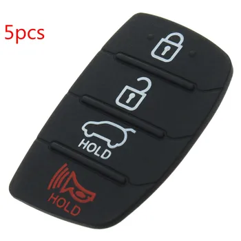 

5pcs 4 Button Rubber Car Remote Key Cover Shell Case Pad Key Button Pad For HYUNDAI ix45 Santa Fe 2013 2014