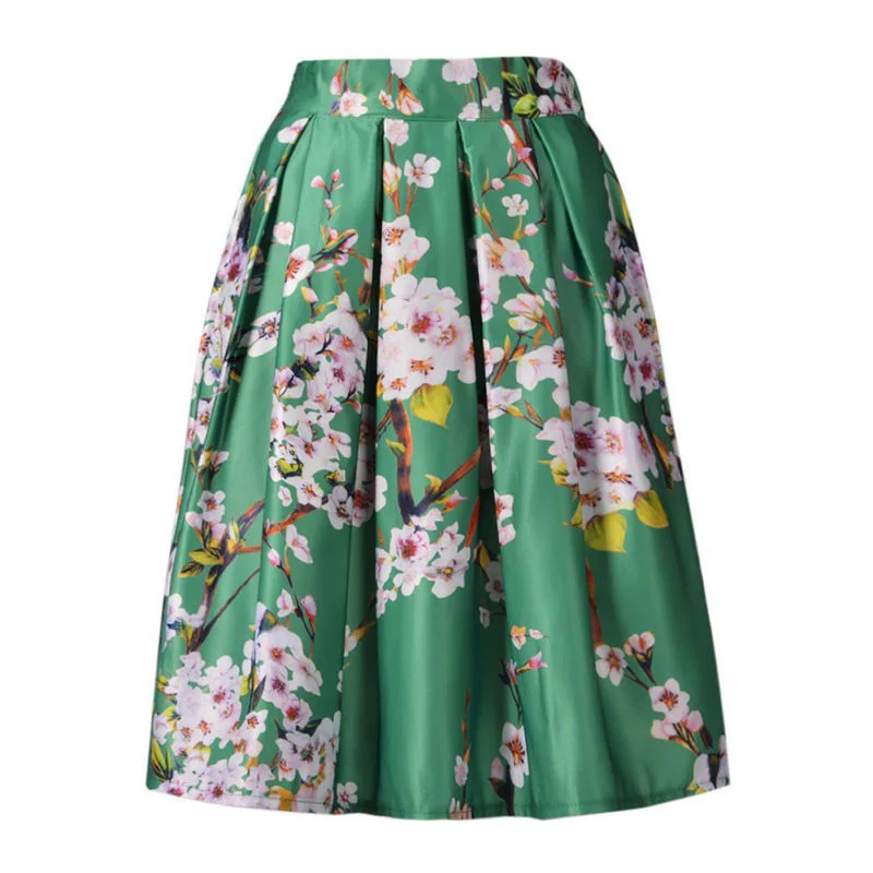 Buy 2018 summer Knee Length pleated skirt women high
