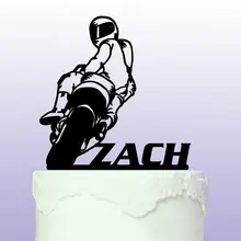 Acryli гоночный мотоцикл пользовательское имя торт ко дню рождения топперы Свадебные Baby Shower мальчишник тематические украшения