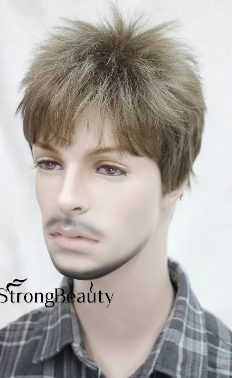 New Cheap High Quality Perruque Fake Synthetic Short Black Brown Gold