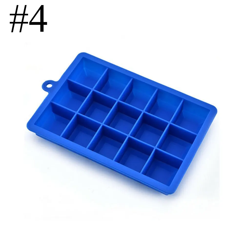 1 шт силиконовый лоток для льда с крышкой профессиональный класс гибкий BPA бесплатно покрытый кубик льда с 15 кубиками идеального размера - Цвет: 4
