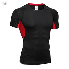 Quick Dry Slim Fit Tees Men Patchwork Mesh T-Shirts Compression Shirt Tops Gym Bodybuilding Fitness O-Neck Short Sleeve T Shirt
