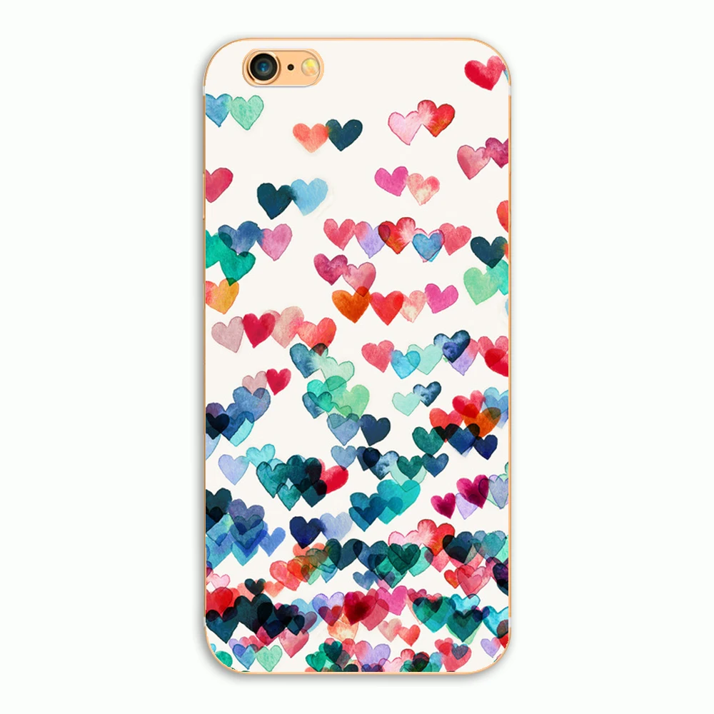 Цветной в форме сердца твердый корпус для телефона PC чехол для Iphone 4, 4S, 5, 5S se 5c 6 6s, 7, 7 plus, 8, 8 plus, чехол для телефона
