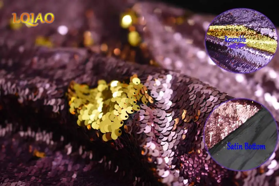 pink gold-gold reversible sequin fabric
