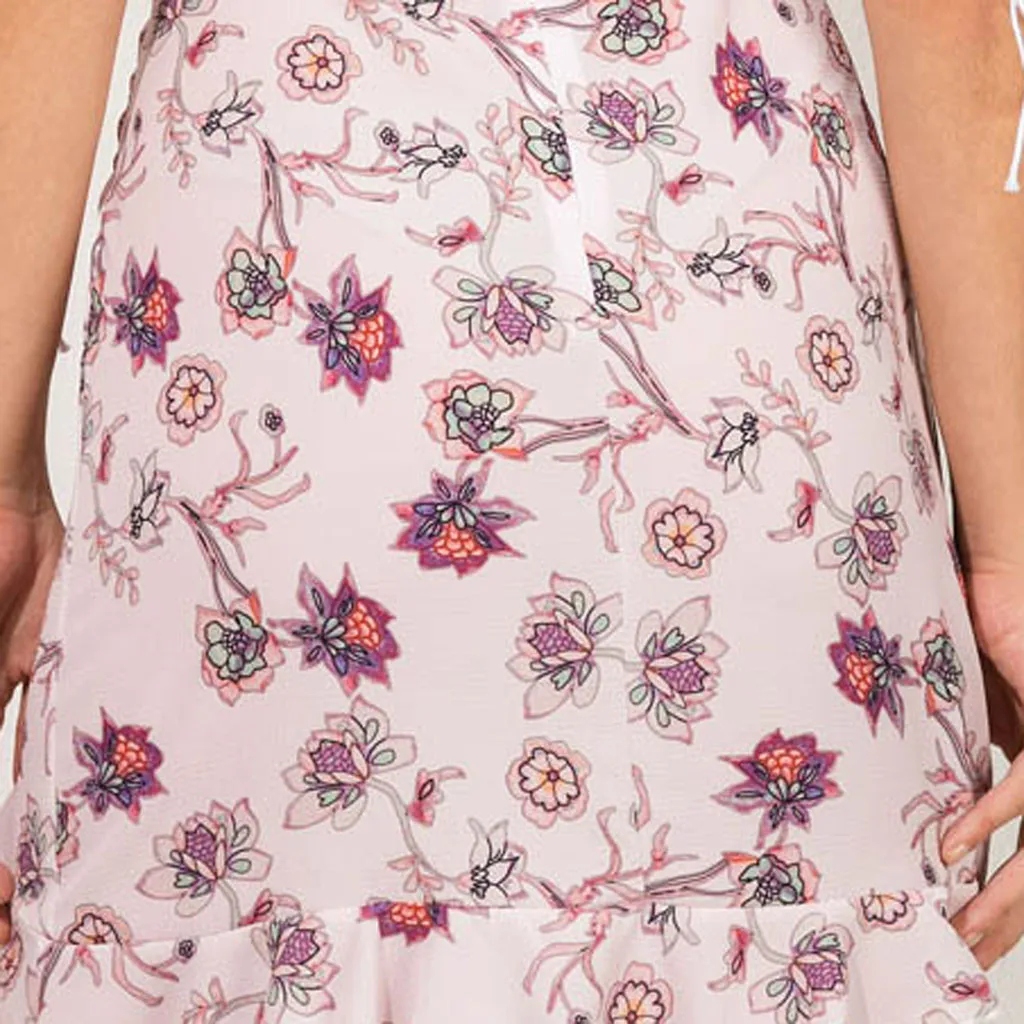 Fashion summer dress women robe femme vestidos de vera Sexy V-Neck Printed Short Sleeve Ruffles Split Bandage Mini Dress Z4