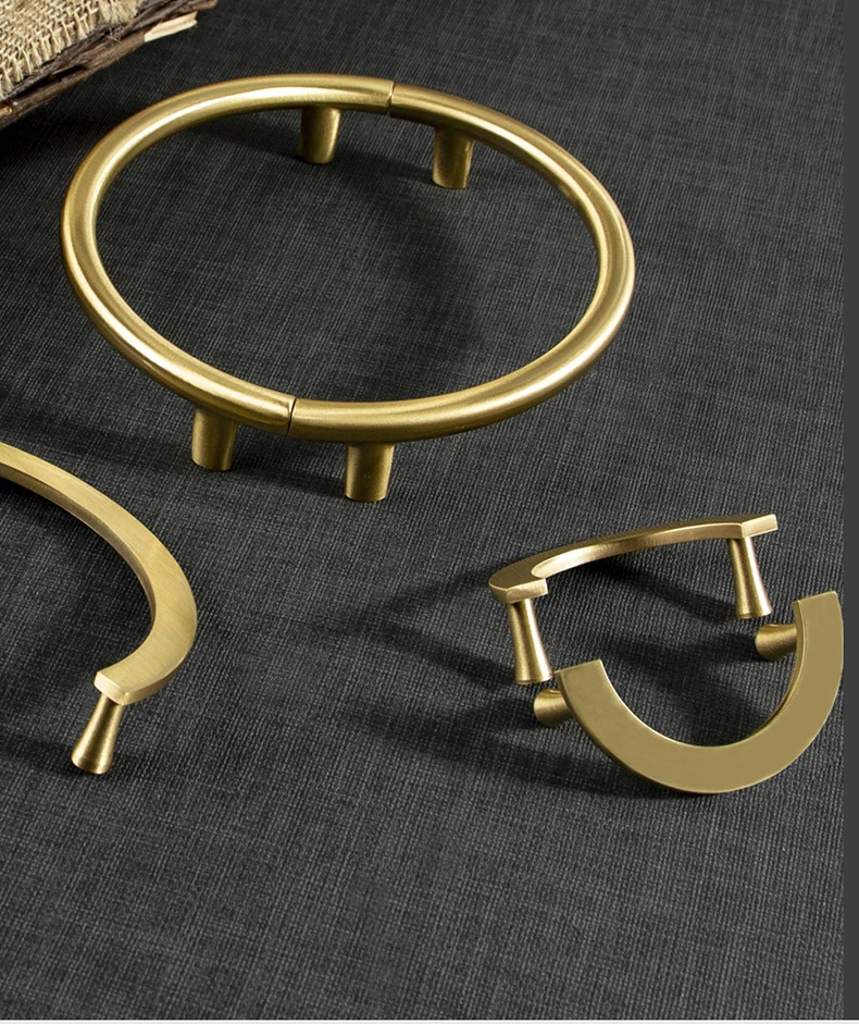 Semi-circular Brass Knob/Handle Chinese Style Cabinet/Bookcase Handles Drawer Pull Golden Furniture Handle