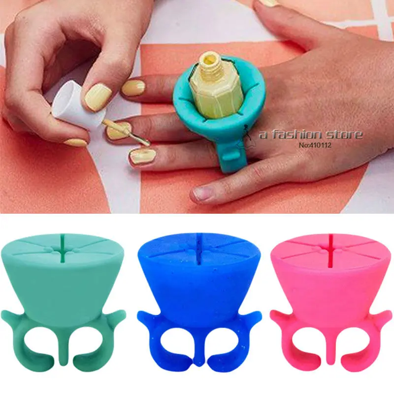

Flexible Silicone Finger Wearable Nail Art Polish Bottle Holder Manicure Stand
