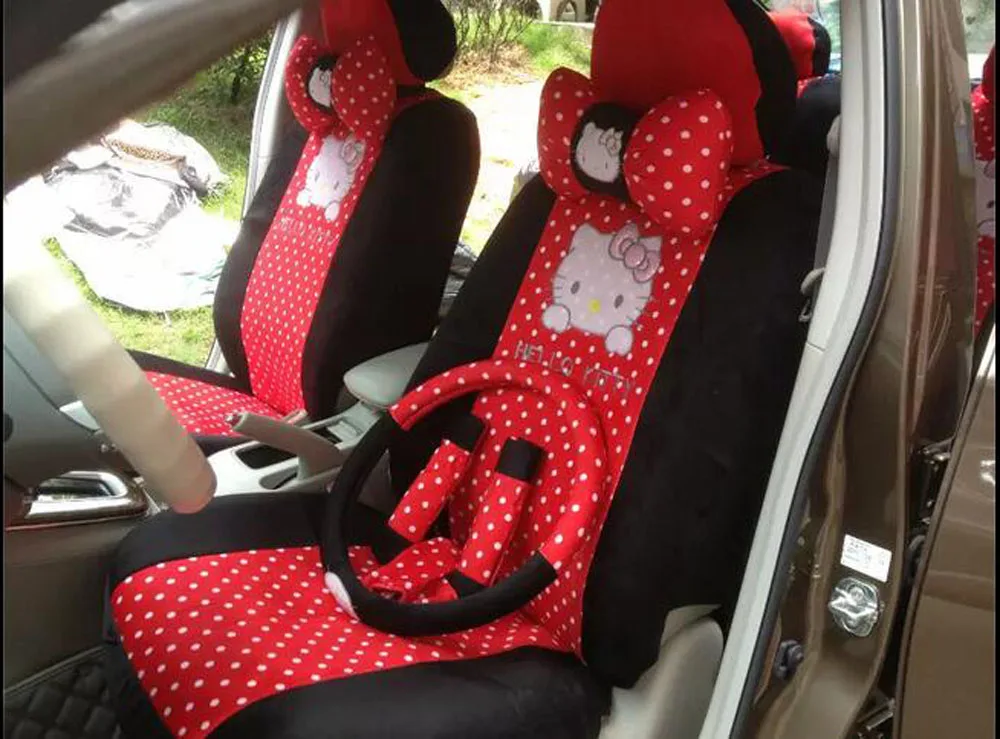 10pcs New Hello Kitty car seat covers women cute cartoon seat cover The