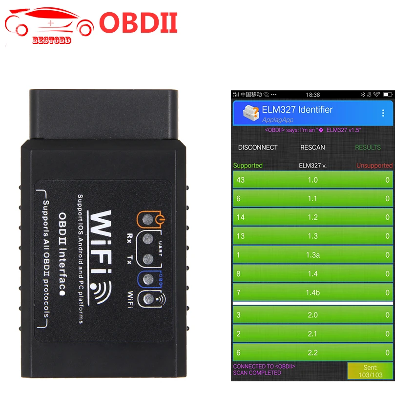 ELM327 V1.5 wifi OBD2 OBDII считыватель кодов ELM 327 wifi V1.5 автоматический диагностический сканер для iOS Android Windows NO PIC18F25K80