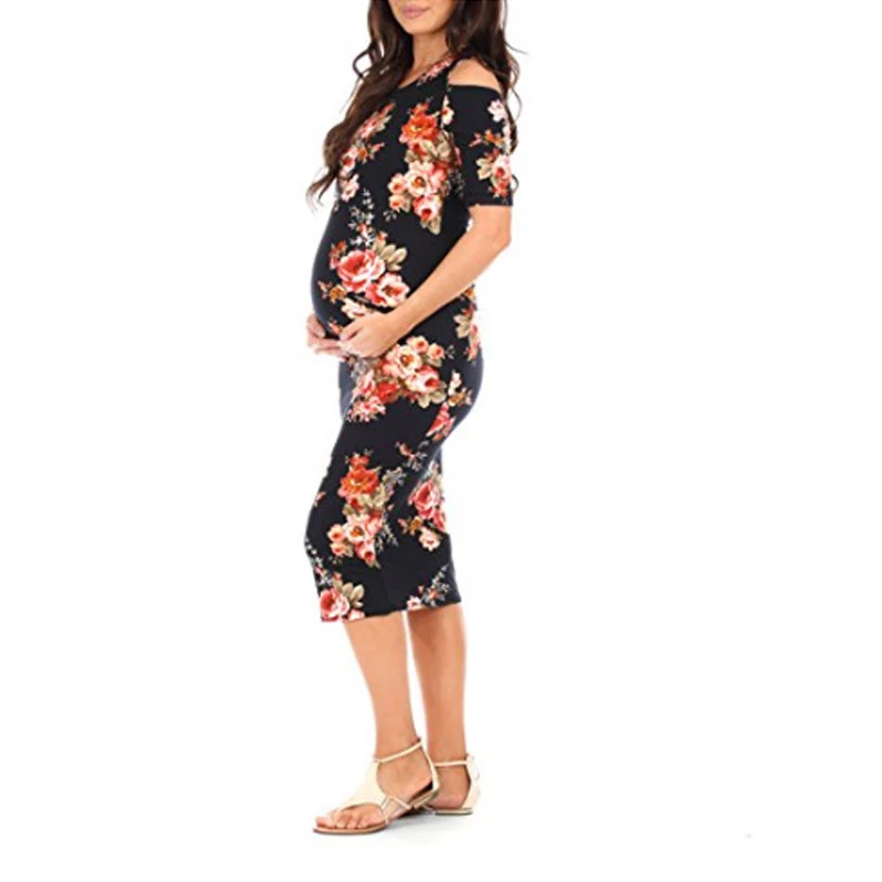 2018 Summer Floral Maternity Dresses Short sleeve Pregnancy Dress for Pregnant Women Daily Wearing Fashion Maternity Clothes (9)