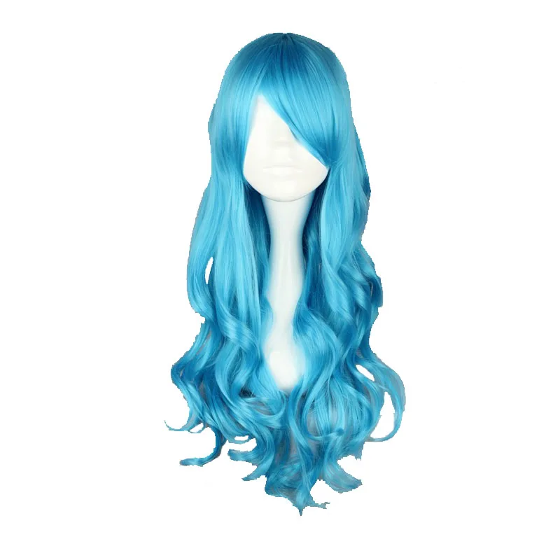 Mcoser 70 см Длинные Волнистые синтетических светло голубой цвет wig100 % высокое Температура Волокно волос wig-413a