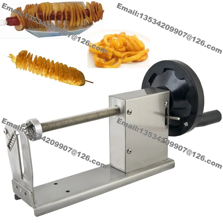 Free Shipping Commercial Manual Curly Fries Twister Hotdog Spiral