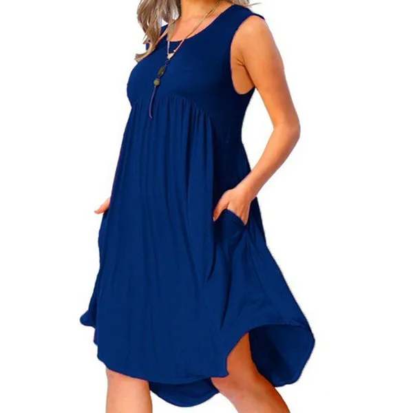

JAYCOSIN 2019 New Summer Women Dresses Sexy Holiday Solid Sleeveless Loose Sea Ruffles Party Bohemian Beach Sundress Dropship