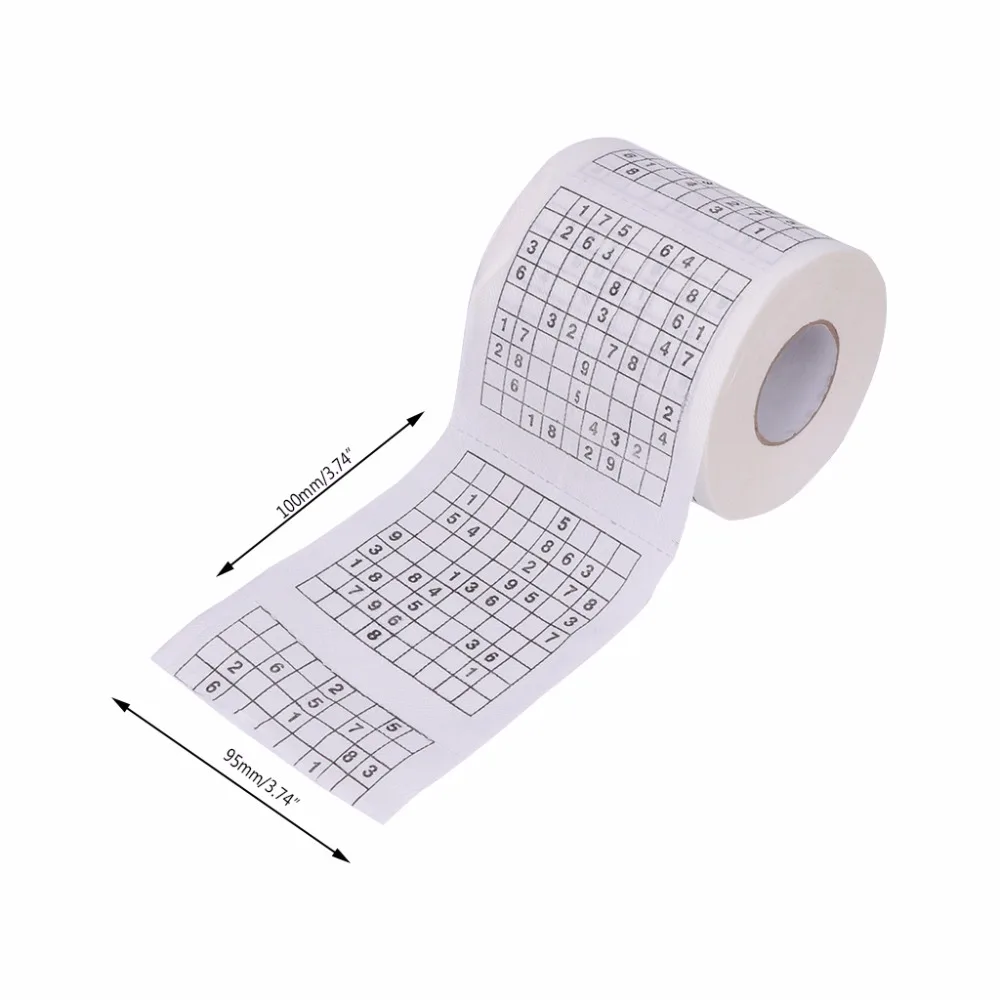 FSHALL 1 PC New 10x9.5cm Durable Sudoku Su Printed Tissue Paper Toilet Roll Paper Good Puzzle Game 2 Layer 240 Section