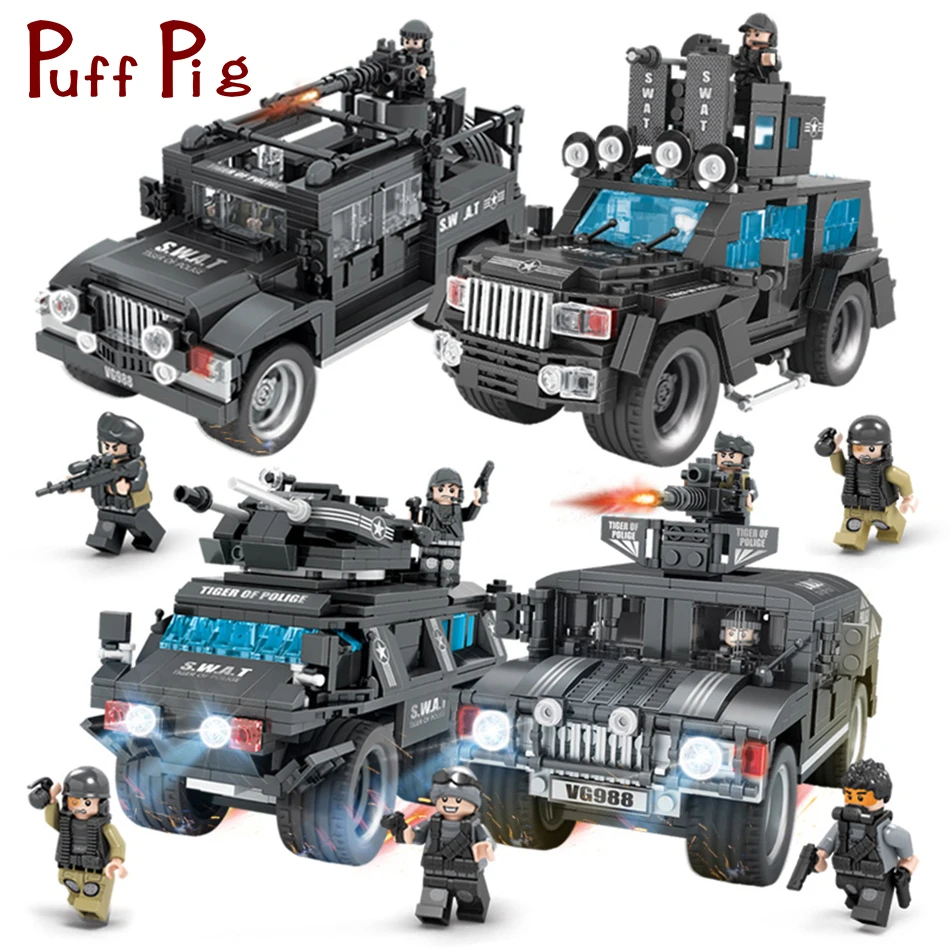 Building Blocks SWAT Armored Vehicles Military Kids Figure Toy Model Collection