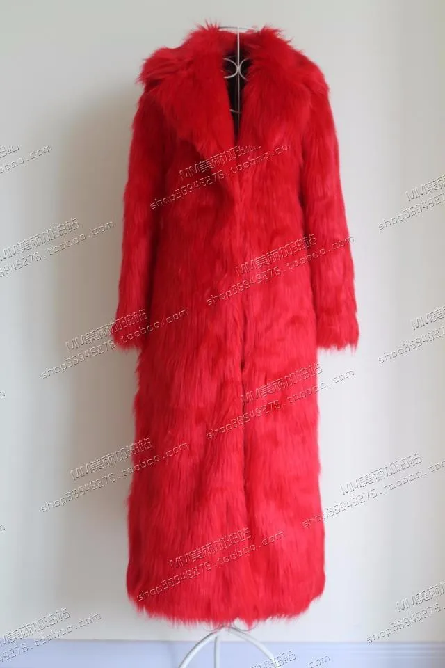 X-Long 130 см черный белый красный пальто из искусственного меха женщин плюс размер 6XL 5XL 4XL роскошный из искусственной лисы мех пальто