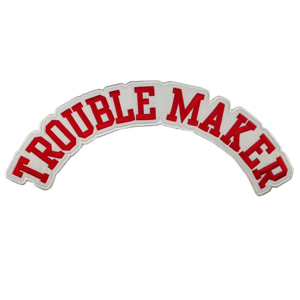 

Trouble Maker Rocker Custom Biker Patches Pinup DIY Any Size Cool Patch Clothing Application Stickers For Jacket Iron On Patches