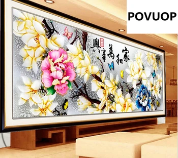 

POVUOP Exquisite color carved cross stitch New living room Blossom and rich Cross stitch Jade orchid series cross stitch