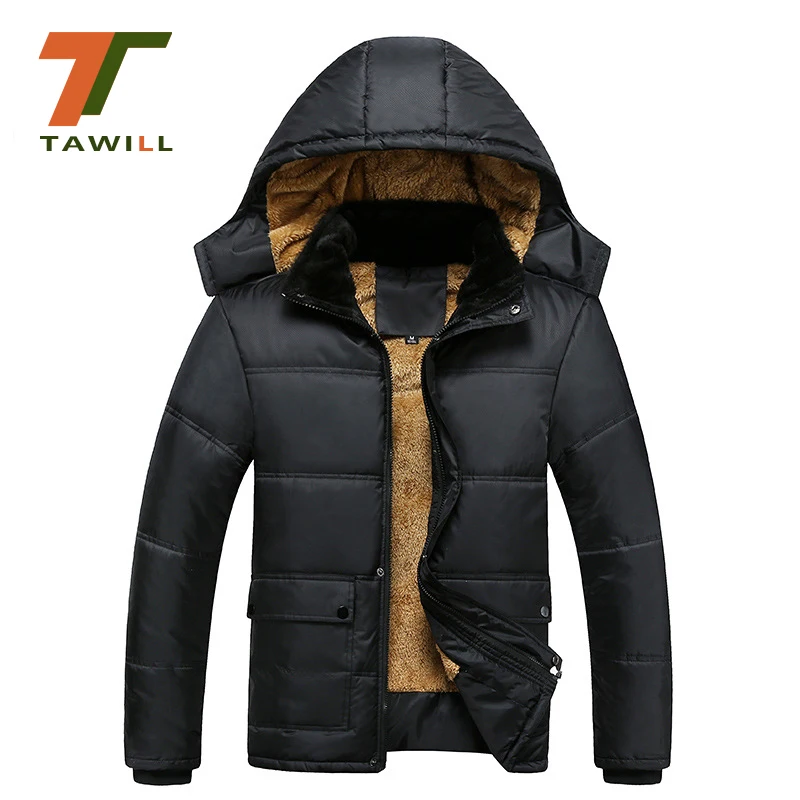 Winter Jacket Men Warm Winter Coat Men'S Middle Age Casual Hooded Coat Male Cotton Padded Parka
