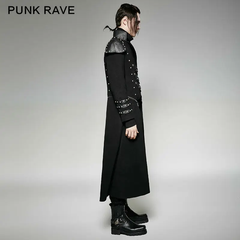 PUNK RAVE Mens Jackets and Coats Steampunk Gothic Detachabley Military Uniform Winter Woolen Stage Cosplay Personality Costume