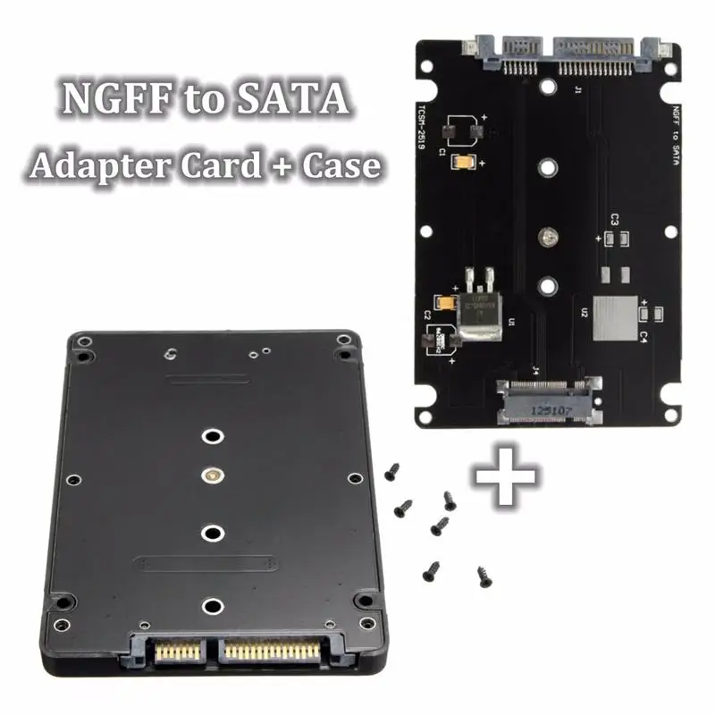 Чехол-адаптер для конвертера B+ M Key Socket 2 M.2 NGFF(SATA) SSD to 2,5 SATA адаптер для карты с черным Чехол