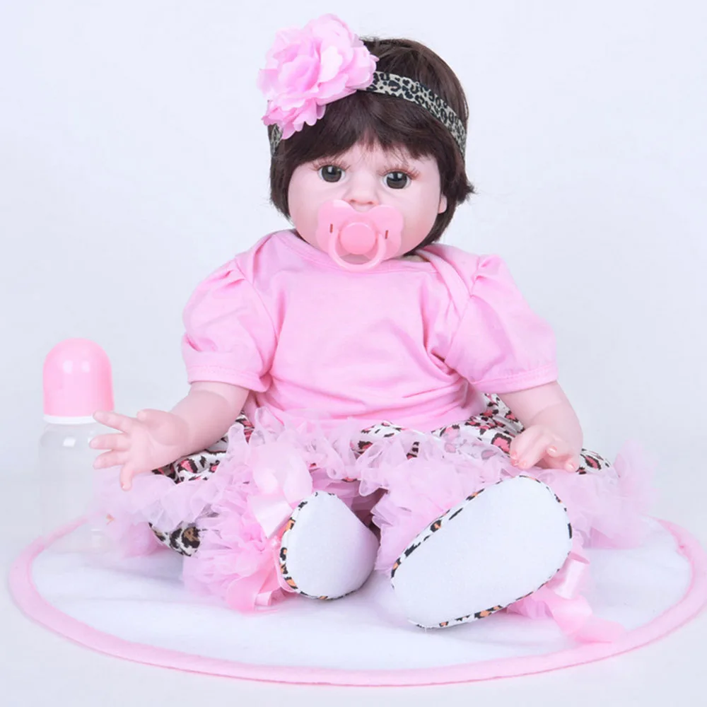 

55CM Lovely Silicone Reborn Doll Cute Princess Newborn Baby with Cloth Body Dolls Toy for Kids Birthday Xmas Gift