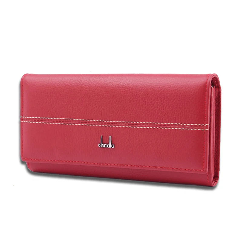 Women font b Wallet b font Genuine Leather Zipper Long Purse Female Coin pocket Purses Money