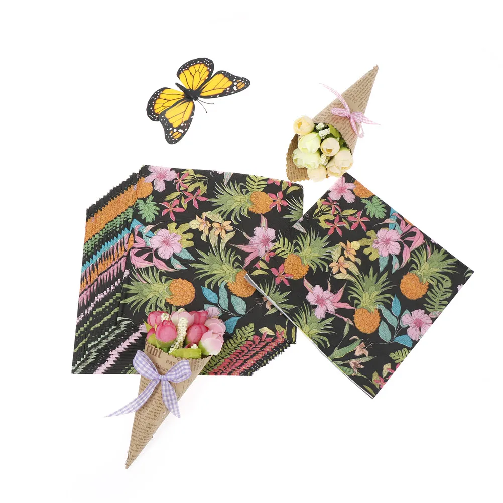 20 шт./упак./лот бумажные салфетки ананаса 33*33 см DIY печать напитков бабочка