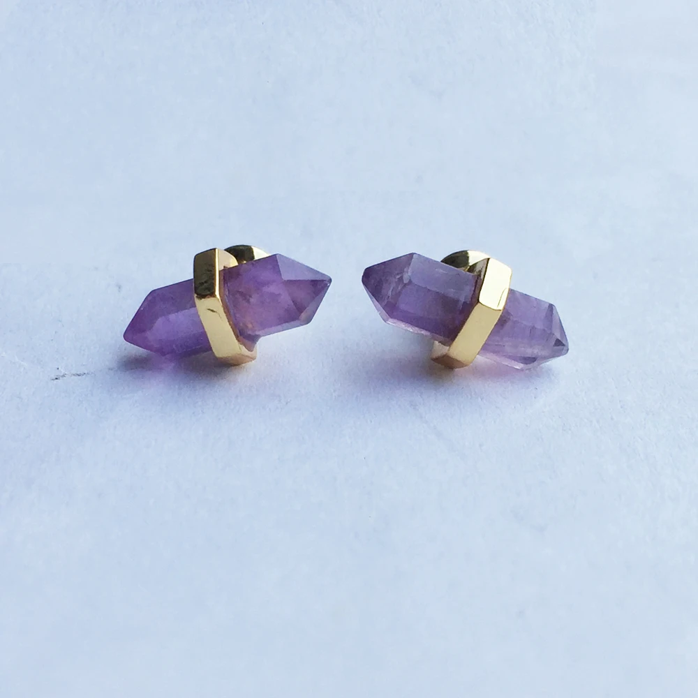 BOROSA маленькие золотые серьги натуральные аметисты Sugilite черные Агаты ювелирные изделия шпильки дружбы ZG0348-1