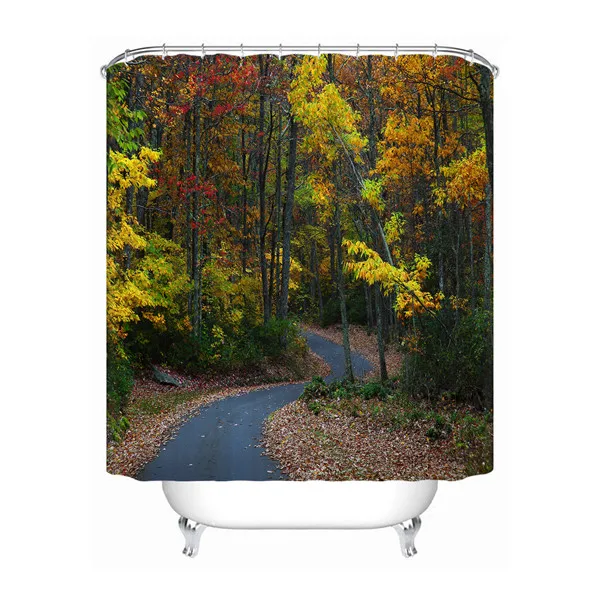 Shower Curtain На заказ осень природа деревья@ 01 водостойкая ванная комната приемлемый душ занавеска из полиэстеровой ткани ванная занавеска#180318-01-01 - Цвет: Shower Curtain
