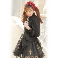 Япония Harajuku Готическая Лолита школа крест ветер трепал шифон торт бальное платье юбка женщина юбки слойки