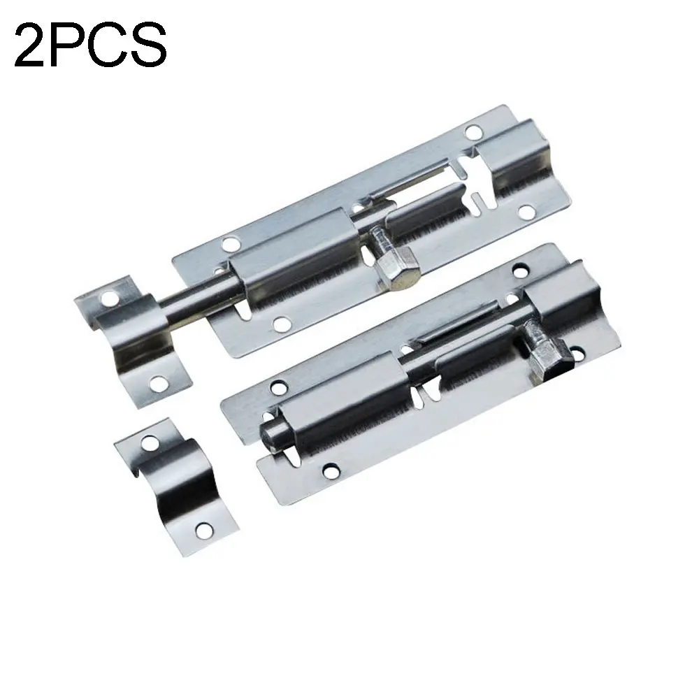 2 x Long Silver Stainless Steel Door Latch Sliding Lock Barrel Bolt