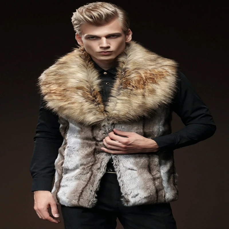 New High Quality Luxury Male Mens Faux Fur Hoodies Jacket Vest Winter Fashion Sleeveless Hooded Outerwear Slim Vest Coats New High Quality Luxury Male Mens Faux Fur Hoodies Jacket Vest Winter Fashion Sleeveless Hooded Outerwear Slim Vest Coats