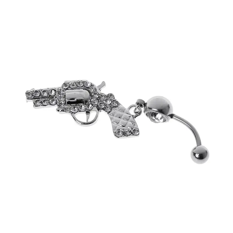 

Stainless Steel 1PC Gun Style Crystal Belly Navel Ring Piercing Jewelry New