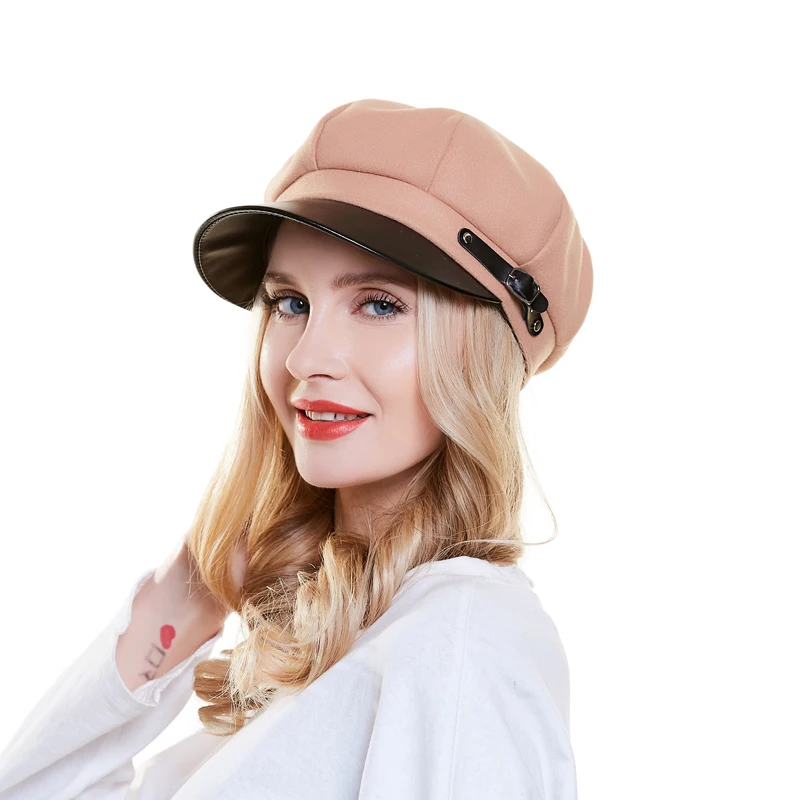 Для женщин шерстяной берет демисезонный восьмиугольная шляпа Винтаж элегантный Newsboy кепки Французский Берет шапки с козырьком