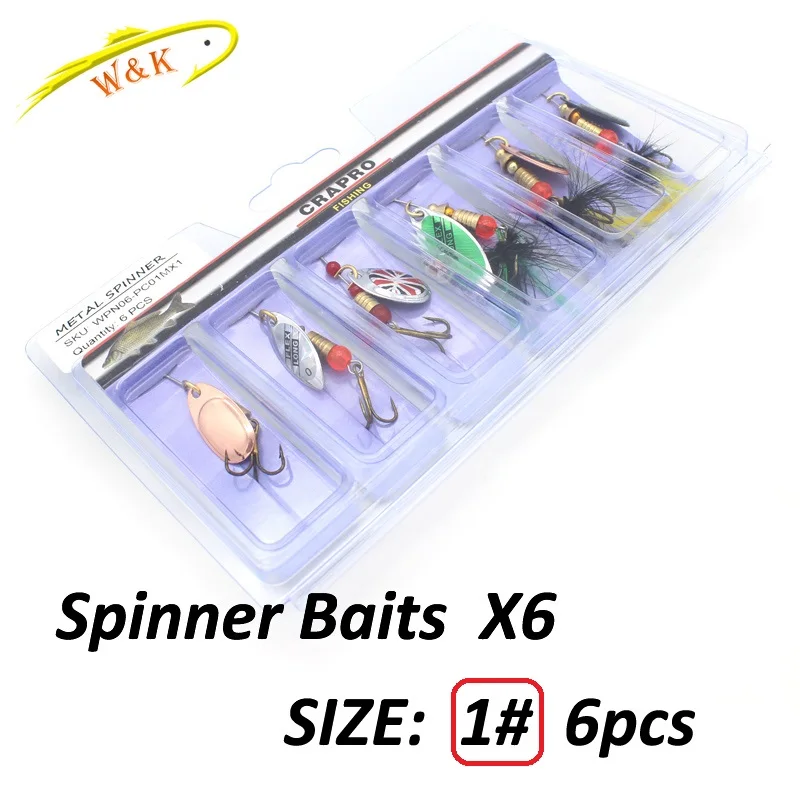 Pond Fishing Lure Kit 6 pcs /set Spinner Baits with Treble Hooks River  Fishing Trout Carp Salmon Perch Walleye Lures Spinners