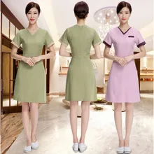Женское медицинское пальто, одежда, медицинское обслуживание, Униформа, одежда для медсестер, с коротким рукавом, полиэстер, защитная одежда, 5 видов цветов